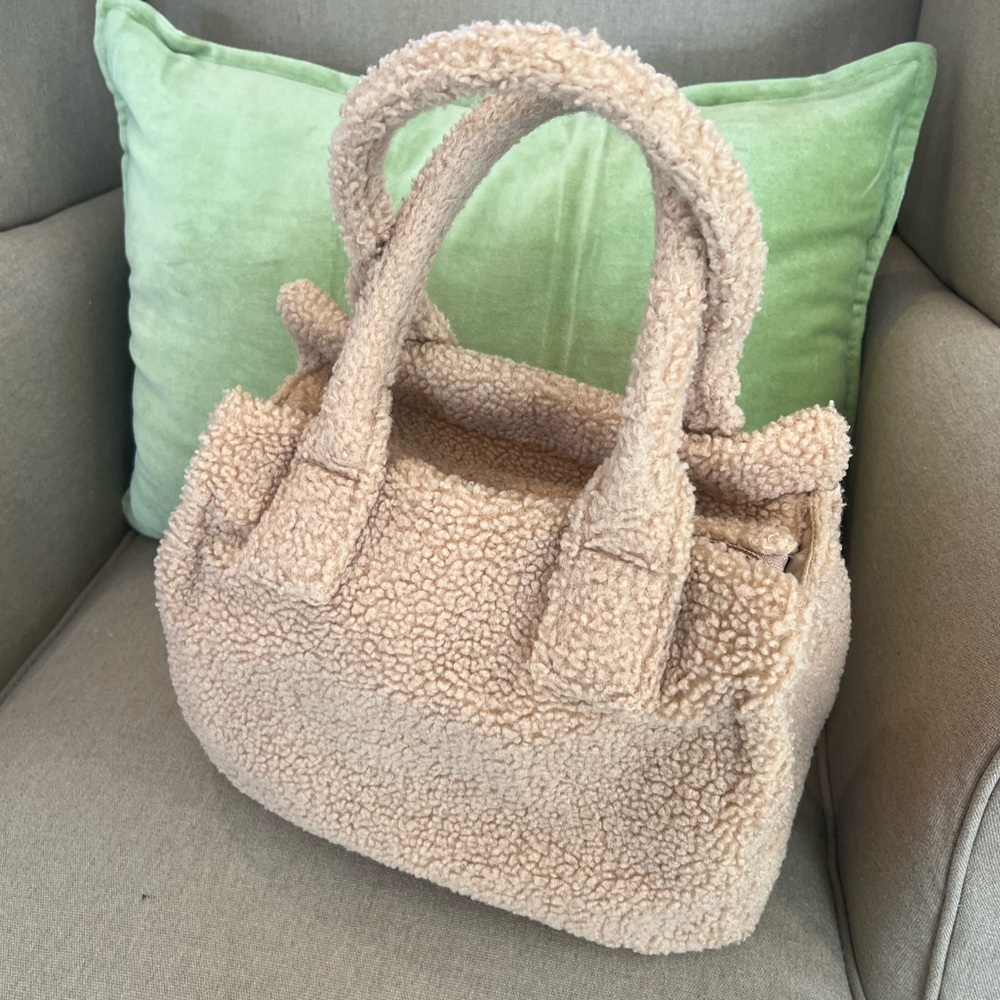 J Crew Women's Small Sherpa Structured Brown Tote Bag EUC!
